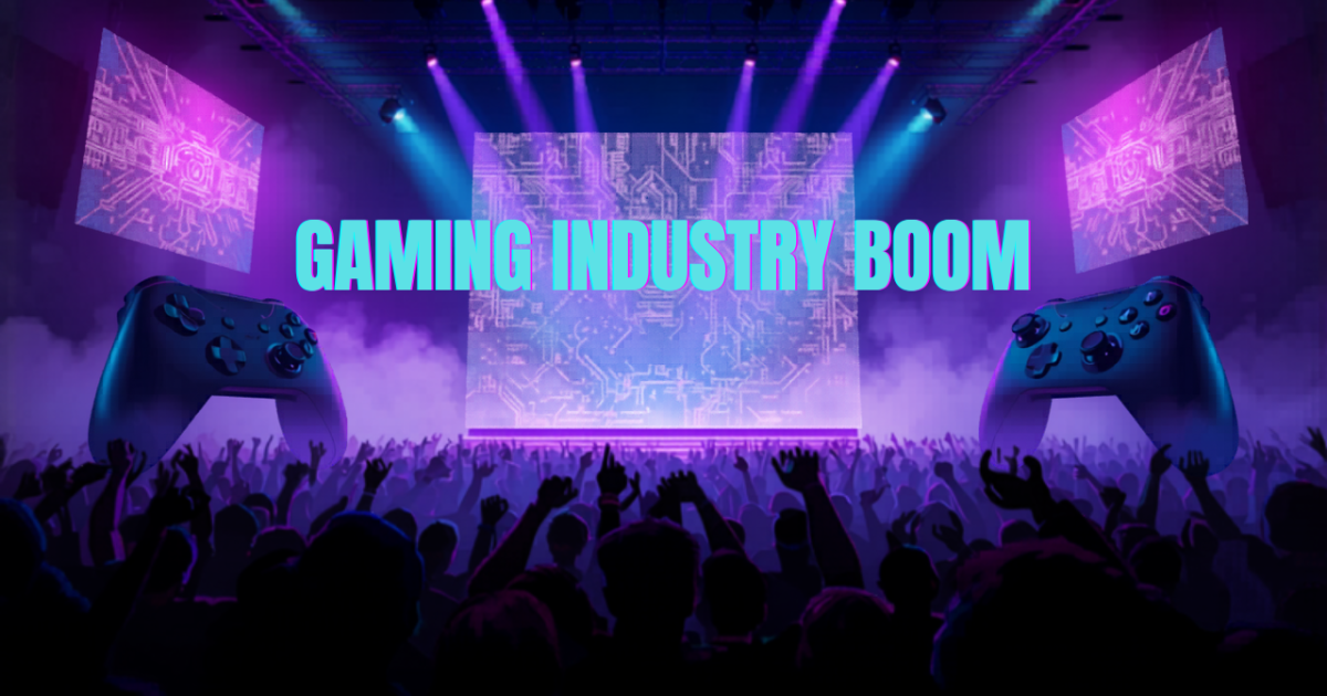 Esports arena illustration representing the gaming industry boom